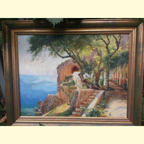 Оформленная вышивка  - ткань: ДМС 25 ct, техника: петит-поинт <br>Автор вышивки: Шубина Елена (Shelen)<br>Примечание: вышито по устаревшему варианту схемы