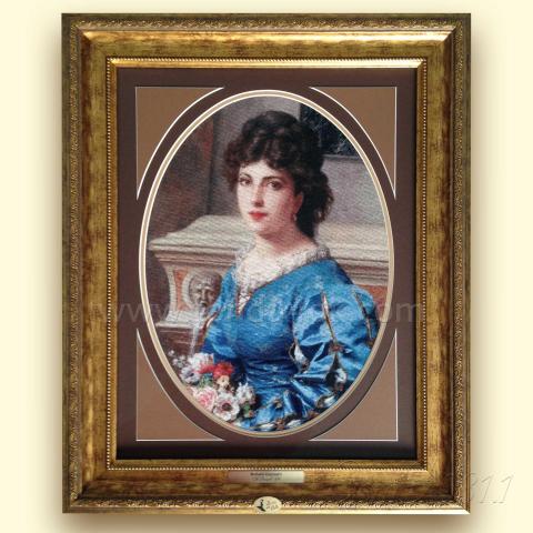 Оформленная вышивка  - ткань: Конгресс-страмин 24 ct, техника: петит-полукрест <br>Автор вышивки: Светлана Дианова (Belle)