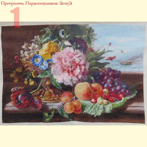 Вышивка  - ткань: Лугана 25 ct, техника: петит-поинт <br>Автор вышивки: Пажухова Евгения<br>Программа Первоотшивов 2014, Финальный приз