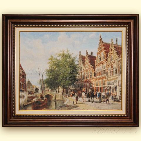 Оформленная вышивка  - ткань: Конгресс-Страмин 24 ct, , техника: петит/полукрест <br>Автор вышивки: Елена Прокопенко (к@линка)