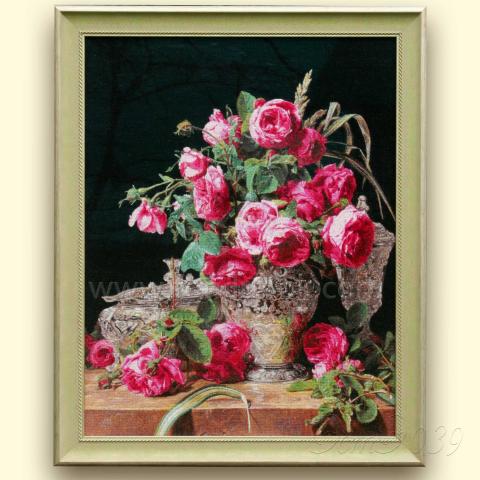 Оформленная вышивка  - ткань: Лугана 25 ct, техника: петит-поинт <br>Автор вышивки: Датченко Ирина (mamila205)