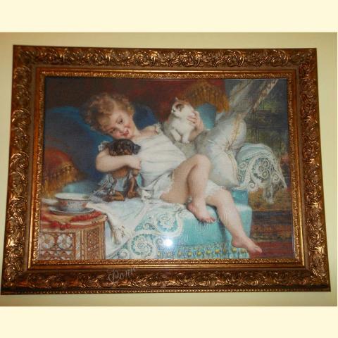 Оформленная вышивка  - ткань: Аида 18 ct, техника: крестик в 2 нитки<br>Автор вышивки: Арина Третьякова (bolero)