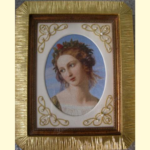 Вышитый фрагмент дизайна в оформлении  - ткань: cетка 25 ct, техника: петит-поинт <br>Автор вышивки: Лариса (Лорис)