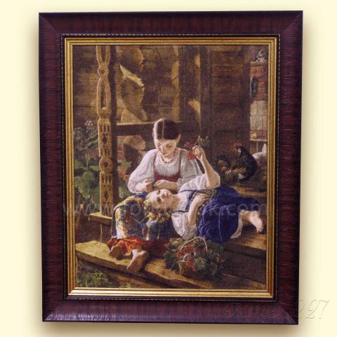 Оформленная вышивка  - ткань: Сетка 25 ct, техника: петит-полукрест <br>Автор вышивки: Ольга Тарасова (olya_tarasova_1958)