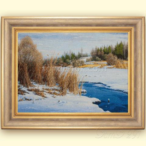 Оформленная вышивка  - ткань: Конгресс Страмин 24 ct, техника: петит-полукрест <br>Автор вышивки: Татьяна Борисенко (Палома)