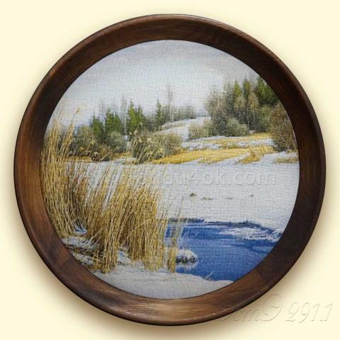 Оформленная вышивка  - ткань: Cordovа 22 ct, техника: петит/полукрест <br>Автор вышивки: Валентина (Pink_fish)