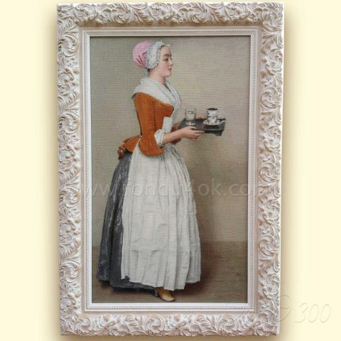 Оформленная вышивка  - ткань: Аида 18 ct, техника: крестик <br>Автор вышивки: Илона Тормосова (кукла)