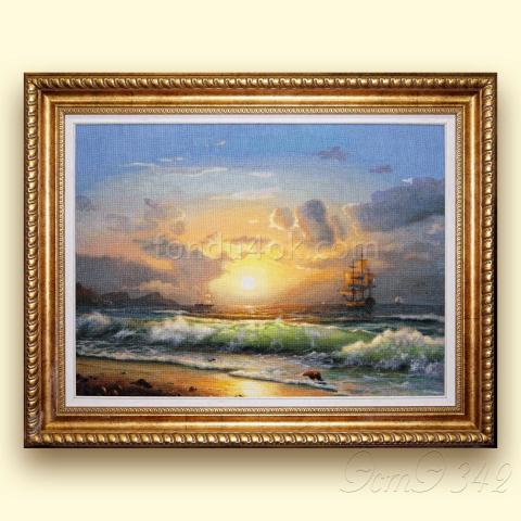 Оформленная вышивка  - ткань: Аида 18 ct, техника: крестик в 2 нитки  <br>Автор вышивки: Валентина (Pink_fish)