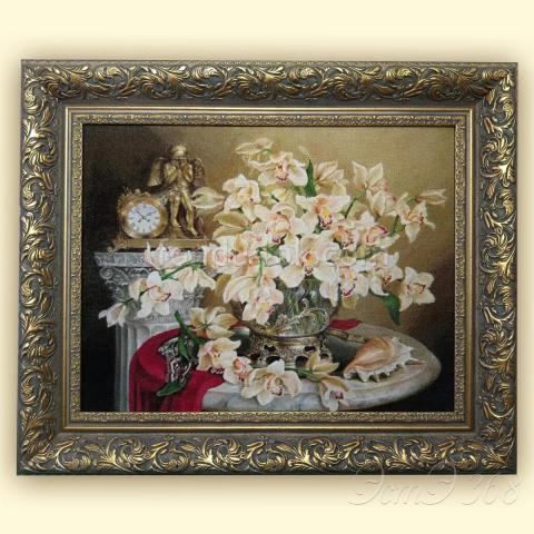 Оформленная вышивка  - ткань: Конгресс-страмин 24 ct, техника: петит-полукрест <br>Автор вышивки: Ирина Чистова (Шелли)